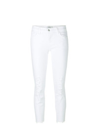 weiße enge Jeans mit Destroyed-Effekten von J Brand