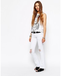 weiße enge Jeans mit Destroyed-Effekten von N.