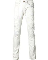 weiße enge Jeans mit Destroyed-Effekten von NSF