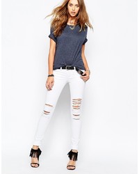 weiße enge Jeans mit Destroyed-Effekten von Tripp