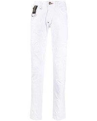 weiße enge Jeans mit Destroyed-Effekten von Philipp Plein