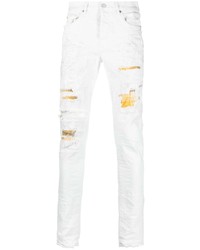 weiße enge Jeans mit Destroyed-Effekten von purple brand
