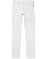 weiße enge Jeans mit Destroyed-Effekten von Saint Laurent