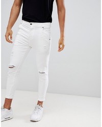 weiße enge Jeans mit Destroyed-Effekten von Siksilk