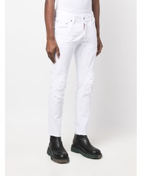 weiße enge Jeans mit Destroyed-Effekten von DSQUARED2