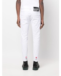weiße enge Jeans mit Destroyed-Effekten von DSQUARED2