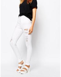 weiße enge Jeans mit Destroyed-Effekten von WÅVEN