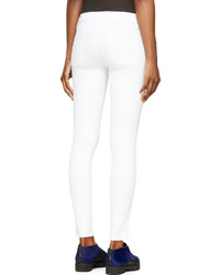 weiße enge Jeans mit Destroyed-Effekten von Frame Denim