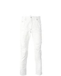 weiße enge Jeans mit Flicken