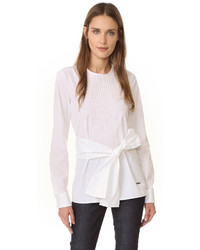 weiße Bluse mit Falten von Dsquared2