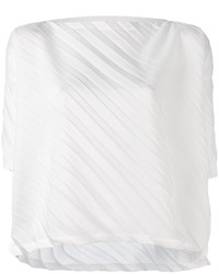 weiße Bluse mit Falten von Issey Miyake