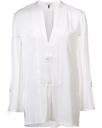 weiße Seide Bluse mit Falten von Halston
