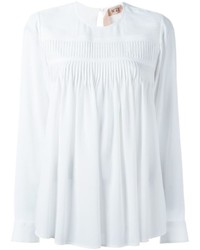 weiße Seide Bluse mit Falten von No.21
