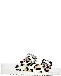 weiße flache Sandalen aus Leder mit Leopardenmuster von Senso