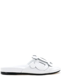 weiße flache Sandalen aus Leder von Anya Hindmarch