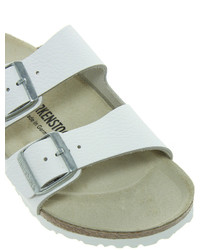 weiße flache Sandalen aus Leder von Birkenstock