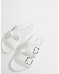 weiße flache Sandalen aus Leder von ASOS DESIGN