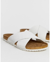 weiße flache Sandalen aus Leder von ASOS DESIGN