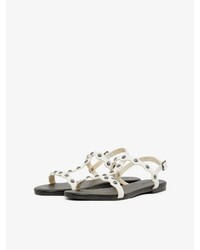 weiße flache Sandalen aus Leder von Bianco