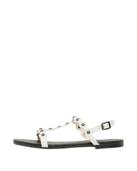 weiße flache Sandalen aus Leder von Bianco