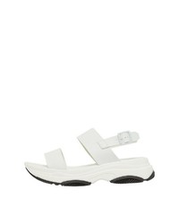 weiße flache Sandalen aus Leder von Bianco