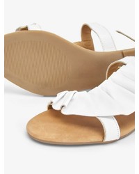 weiße flache Sandalen aus Leder von Bianco