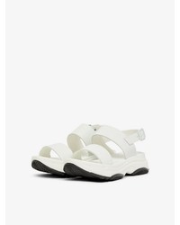 weiße flache Sandalen aus Leder von Bianco