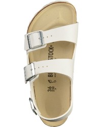 weiße flache Sandalen aus Leder von Birkenstock