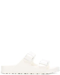 weiße flache Sandalen aus Leder von Birkenstock