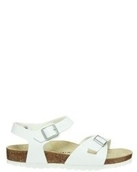 weiße flache Sandalen aus Leder von Birkenstock