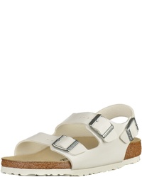 weiße flache Sandalen aus Leder von Birkenstock