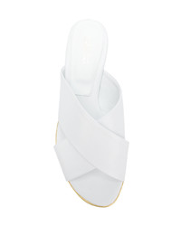 weiße flache Sandalen aus Leder von Sebastian