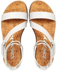 weiße flache Sandalen aus Leder von DKNY