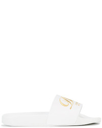 weiße flache Sandalen aus Leder von Dolce & Gabbana