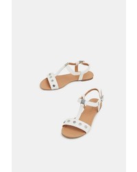 weiße flache Sandalen aus Leder von Esprit