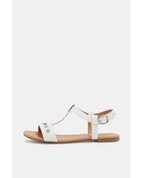 weiße flache Sandalen aus Leder von Esprit