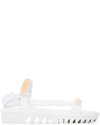 weiße flache Sandalen aus Leder von Giuseppe Zanotti Design