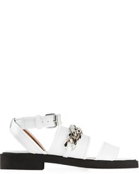 weiße flache Sandalen aus Leder von Givenchy