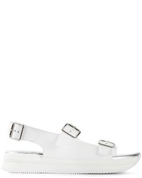 weiße flache Sandalen aus Leder von Hogan