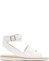 weiße flache Sandalen aus Leder von Jil Sander Navy