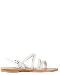 weiße flache Sandalen aus Leder von K. Jacques