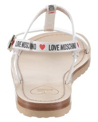 weiße flache Sandalen aus Leder von Love Moschino