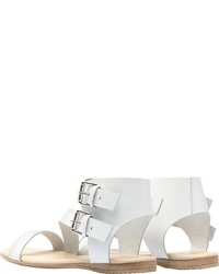 weiße flache Sandalen aus Leder von PoiLei