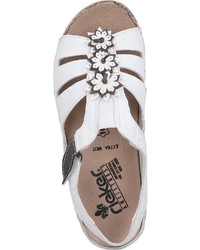 weiße flache Sandalen aus Leder von Rieker