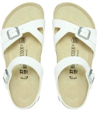 weiße flache Sandalen aus Leder von Birkenstock