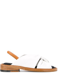 weiße flache Sandalen aus Leder von Robert Clergerie