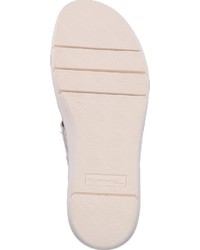 weiße flache Sandalen aus Leder von Tamaris