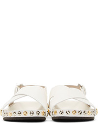 weiße flache Sandalen aus Leder von Marc Jacobs