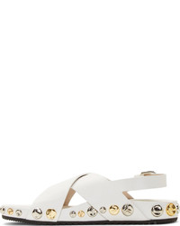 weiße flache Sandalen aus Leder von Marc Jacobs