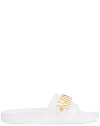 weiße flache Sandalen von Moschino